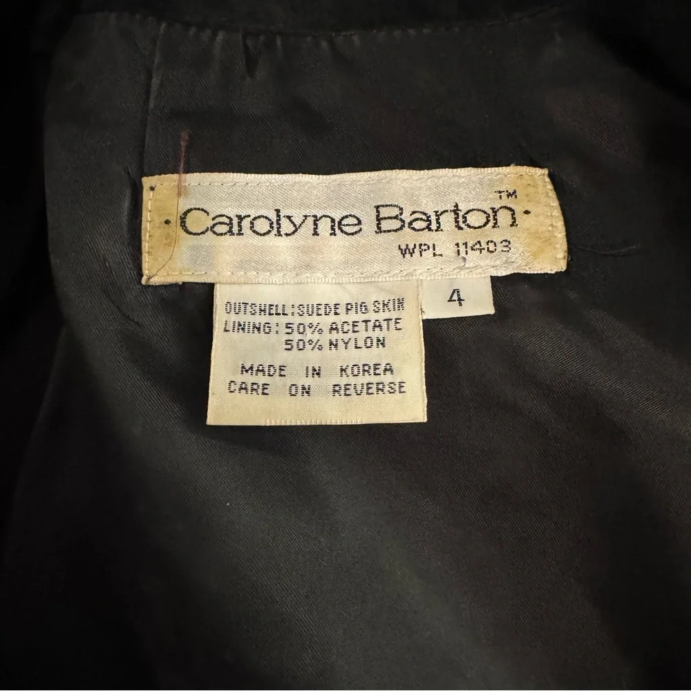 🖤 Vintage Carolyne Barton Black Suede Belted Shirt Dress – Size 4 - Picture 11 of 12